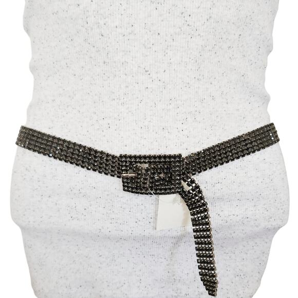 RALPH LAUREN RL67 diamante black crystal rhinestone link bling belt Size M NEW - Picture 1 of 8